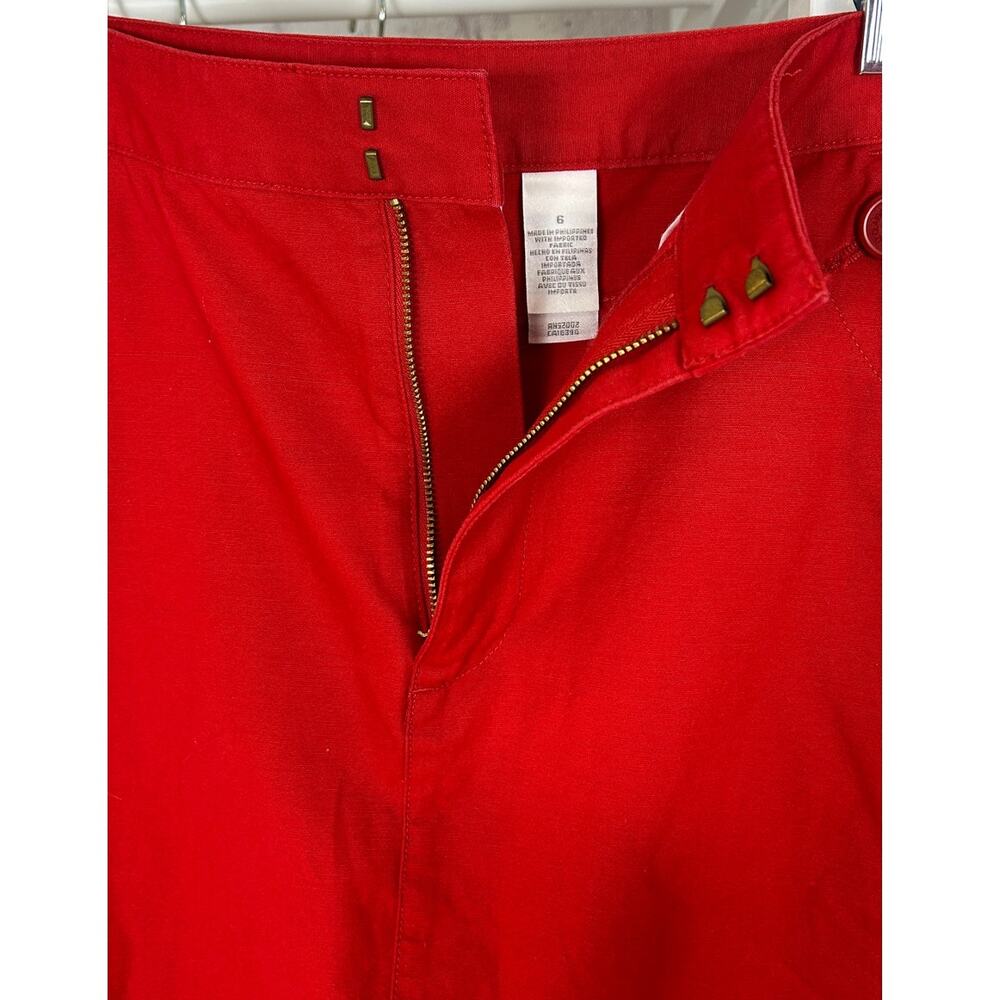 Liz Claiborne Women's Size 6 Red Knee Length Button Pocket Skirt #0385 - Picture 7 of 11